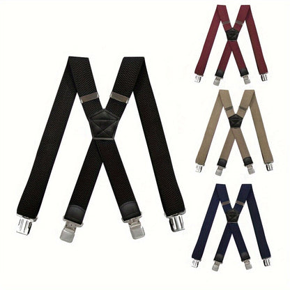 Suspenders & Braces - Heavy Duty for Men 1.5 Inch Wide X-Back 4 Strong Metal Clamps Adjustable - product detail view 4