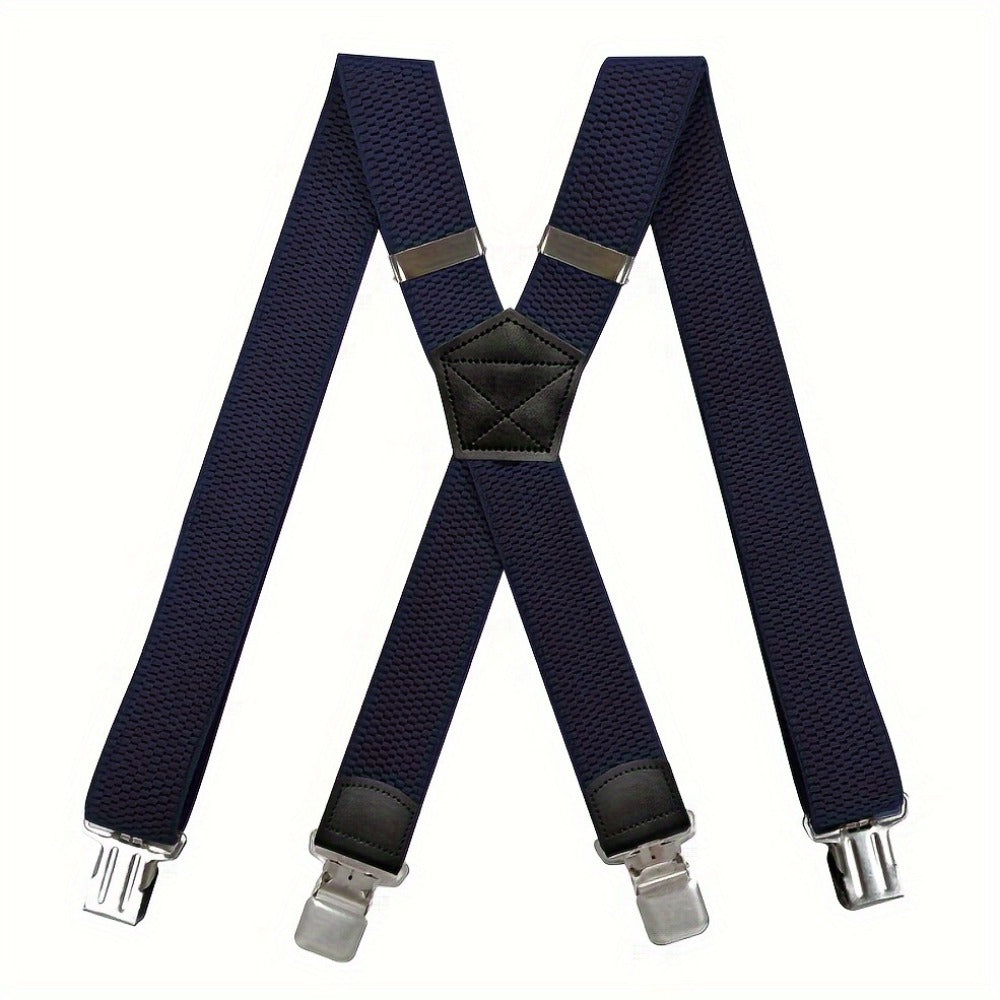 Suspenders & Braces - Heavy Duty for Men 1.5 Inch Wide X-Back 4 Strong Metal Clamps Adjustable - product detail view 5