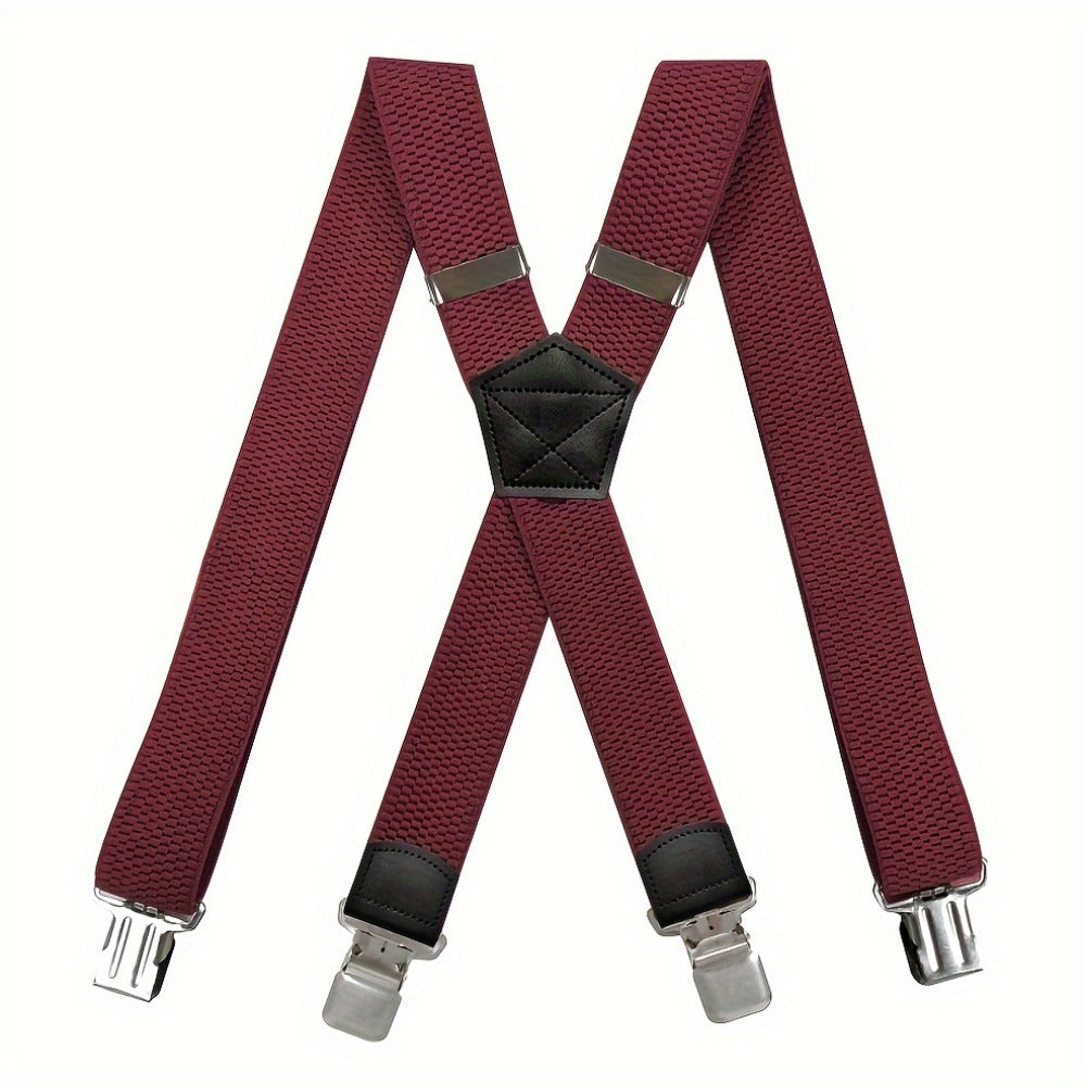Suspenders & Braces - Heavy Duty for Men 1.5 Inch Wide X-Back 4 Strong Metal Clamps Adjustable - product detail view 7