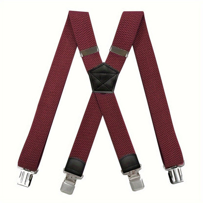 Suspenders & Braces - Heavy Duty for Men 1.5 Inch Wide X-Back 4 Strong Metal Clamps Adjustable - product detail view 7