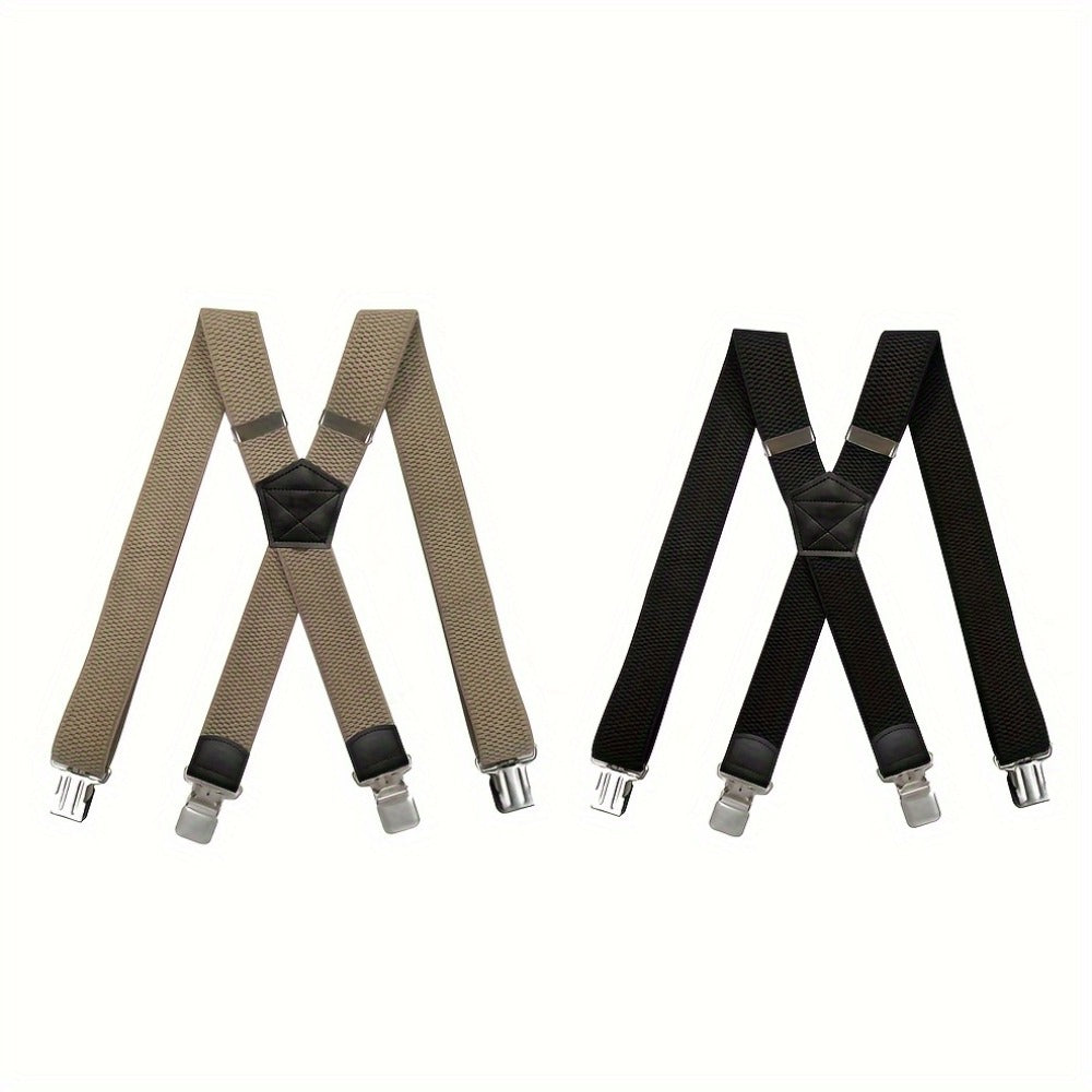 Suspenders & Braces - Heavy Duty for Men 1.5 Inch Wide X-Back 4 Strong Metal Clamps Adjustable - product detail view 10
