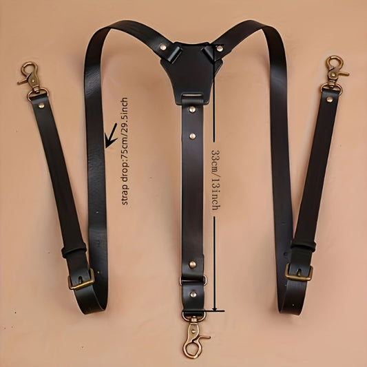 Suspenders & Braces - for Men Retro Faux Leather Fashion Elegant Adjustable Elastic Brace Formal - product detail view 2