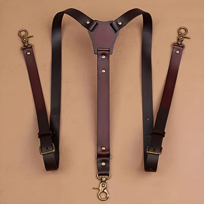Suspenders & Braces - for Men Retro Faux Leather Fashion Elegant Adjustable Elastic Brace Formal - product detail view 5