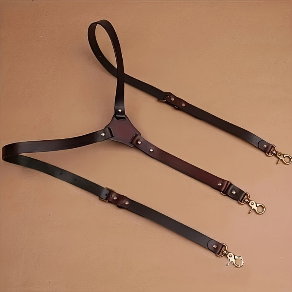 Suspenders & Braces - for Men Retro Faux Leather Fashion Elegant Adjustable Elastic Brace Formal - product detail view 6