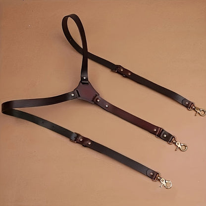 Suspenders & Braces - for Men Retro Faux Leather Fashion Elegant Adjustable Elastic Brace Formal - product detail view 6