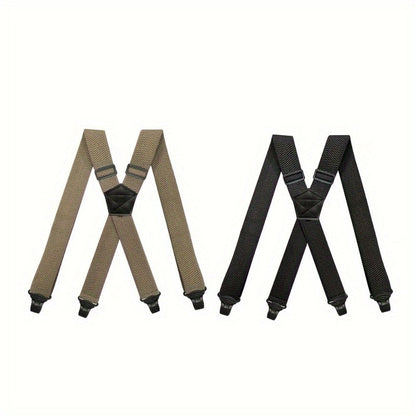 Suspenders & Braces - Work for Men Wide X-Back Heavy Duty 4 Clips 120cm Elastic Adjustable Strap - product detail view 3