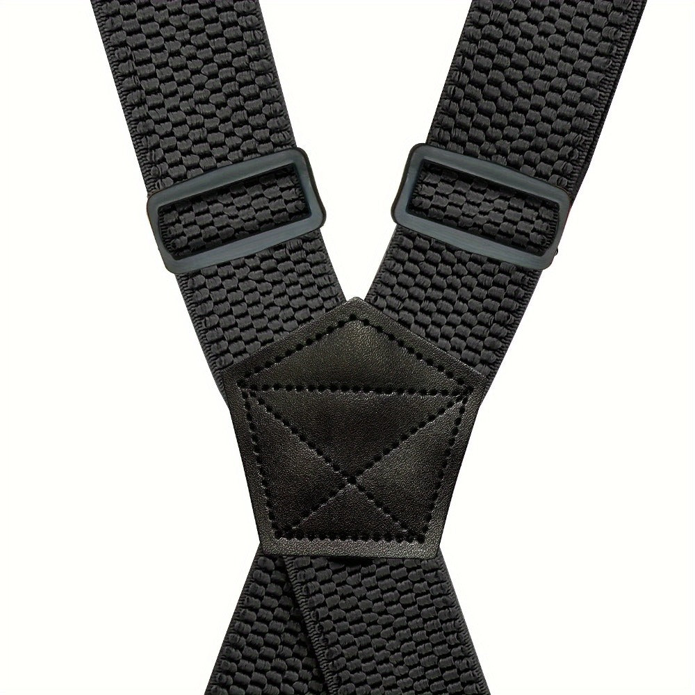 Suspenders & Braces - Work for Men Wide X-Back Heavy Duty 4 Clips 120cm Elastic Adjustable Strap - product detail view 4