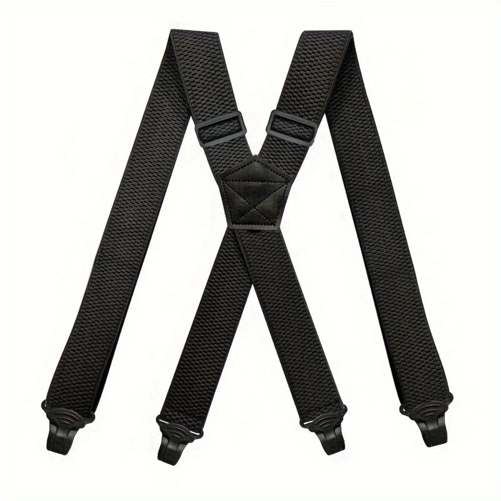 Suspenders & Braces - Work for Men Wide X-Back Heavy Duty 4 Clips 120cm Elastic Adjustable Strap - product detail view 5