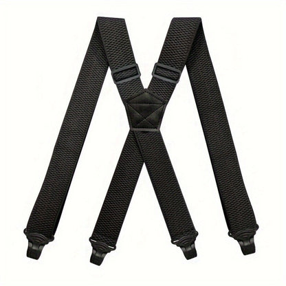 Suspenders & Braces - Work for Men Wide X-Back Heavy Duty 4 Clips 120cm Elastic Adjustable Strap - product detail view 5