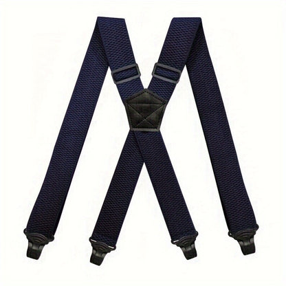 Suspenders & Braces - Work for Men Wide X-Back Heavy Duty 4 Clips 120cm Elastic Adjustable Strap - product detail view 7