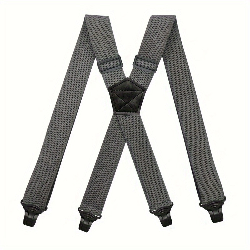 Suspenders & Braces - Work for Men Wide X-Back Heavy Duty 4 Clips 120cm Elastic Adjustable Strap - product detail view 9