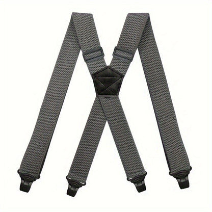 Suspenders & Braces - Work for Men Wide X-Back Heavy Duty 4 Clips 120cm Elastic Adjustable Strap - product detail view 9