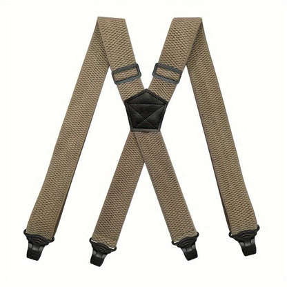 Suspenders & Braces - Work for Men Wide X-Back Heavy Duty 4 Clips 120cm Elastic Adjustable Strap - product detail view 11