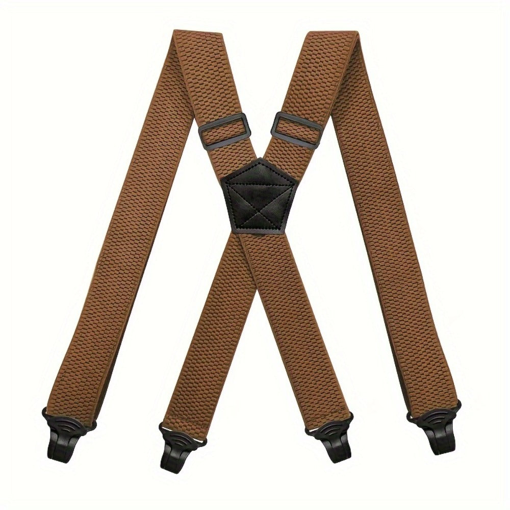 Suspenders & Braces - Work for Men Wide X-Back Heavy Duty 4 Clips 120cm Elastic Adjustable Strap - product detail view 13