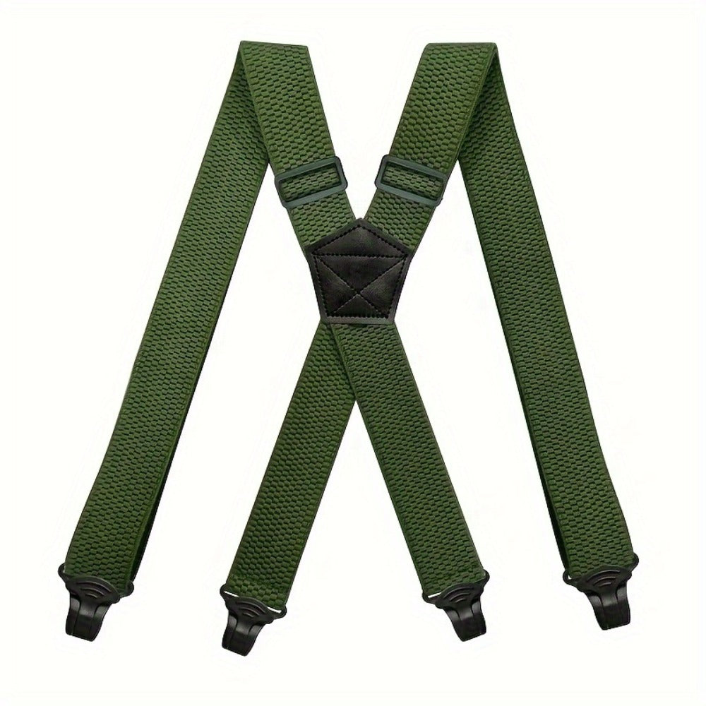 Suspenders & Braces - Work for Men Wide X-Back Heavy Duty 4 Clips 120cm Elastic Adjustable Strap - product detail view 14