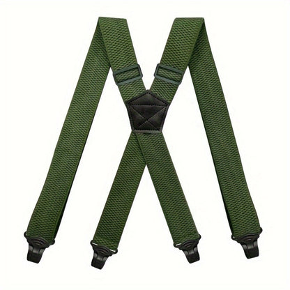 Suspenders & Braces - Work for Men Wide X-Back Heavy Duty 4 Clips 120cm Elastic Adjustable Strap - product detail view 14