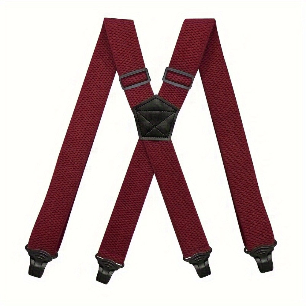Suspenders & Braces - Work for Men Wide X-Back Heavy Duty 4 Clips 120cm Elastic Adjustable Strap - product detail view 15