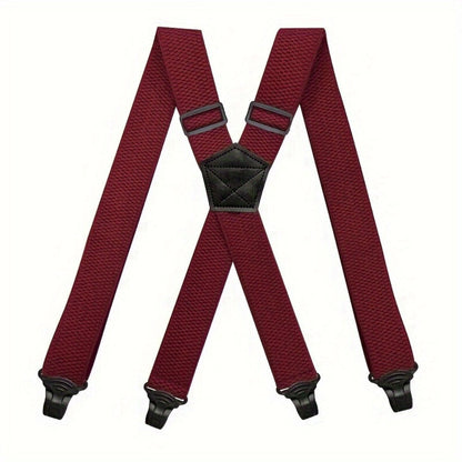 Suspenders & Braces - Work for Men Wide X-Back Heavy Duty 4 Clips 120cm Elastic Adjustable Strap - product detail view 15