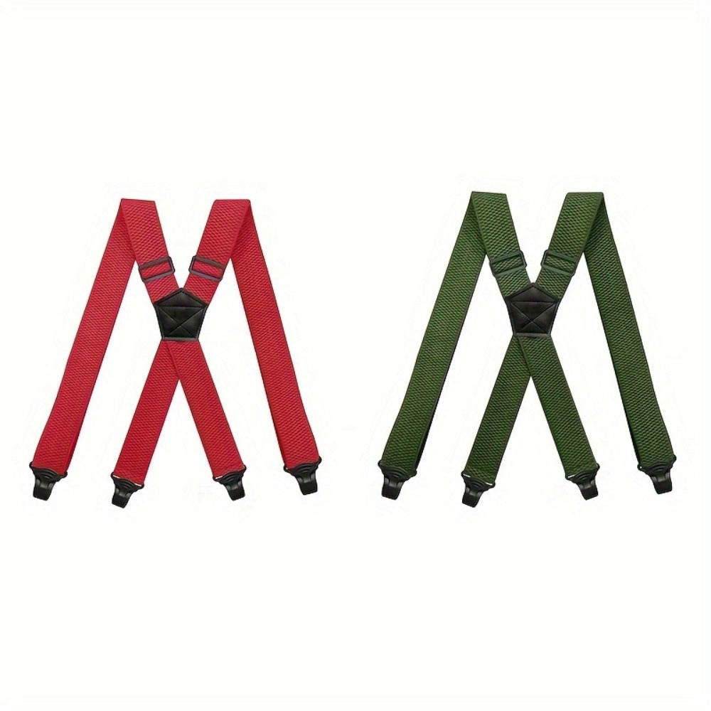 Suspenders & Braces - Work for Men Wide X-Back Heavy Duty 4 Clips 120cm Elastic Adjustable Strap - product detail view 16