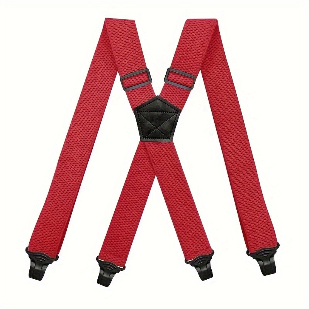 Suspenders & Braces - Work for Men Wide X-Back Heavy Duty 4 Clips 120cm Elastic Adjustable Strap - product detail view 17