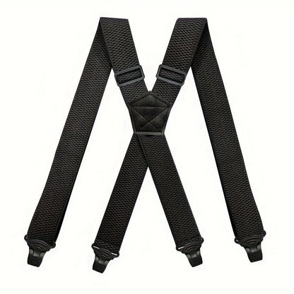 Suspenders & Braces - Work for Men Wide X-Back Heavy Duty 4 Clips 120cm Elastic Adjustable Strap - product detail view 19