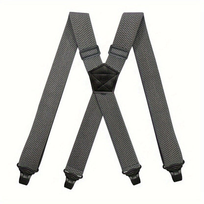 Suspenders & Braces - Work for Men Wide X-Back Heavy Duty 4 Clips 120cm Elastic Adjustable Strap - product detail view 21