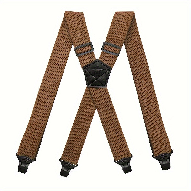 Suspenders & Braces - Work for Men Wide X-Back Heavy Duty 4 Clips 120cm Elastic Adjustable Strap - product detail view 23