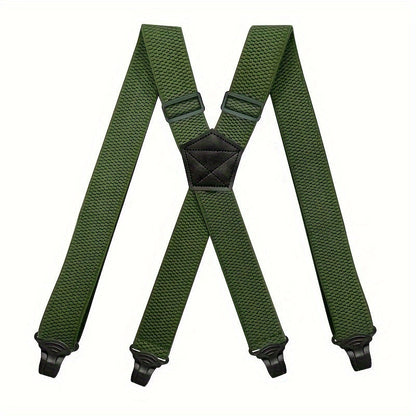 Suspenders & Braces - Work for Men Wide X-Back Heavy Duty 4 Clips 120cm Elastic Adjustable Strap - product detail view 24