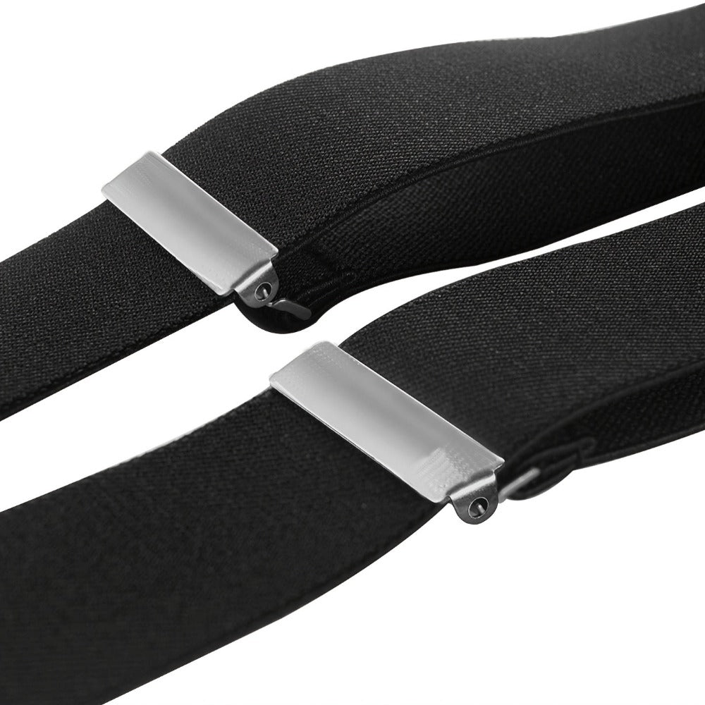 Suspenders & Braces - for Men Y-Back PU Leather Heavy Duty Elastic Brace with 6 Metal Clips - product detail view 13