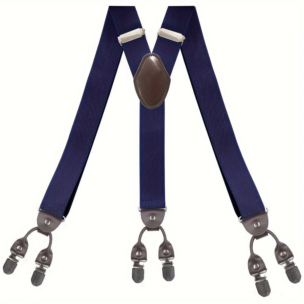 Suspenders & Braces - for Men Y-Back PU Leather Heavy Duty Elastic Brace with 6 Metal Clips - product detail view 18