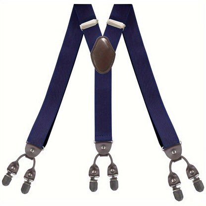 Suspenders & Braces - for Men Y-Back PU Leather Heavy Duty Elastic Brace with 6 Metal Clips - product detail view 18