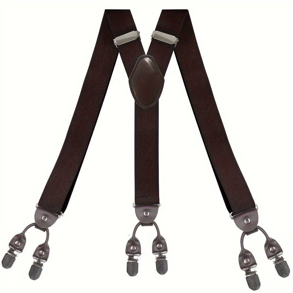 Suspenders & Braces - for Men Y-Back PU Leather Heavy Duty Elastic Brace with 6 Metal Clips - product detail view 19