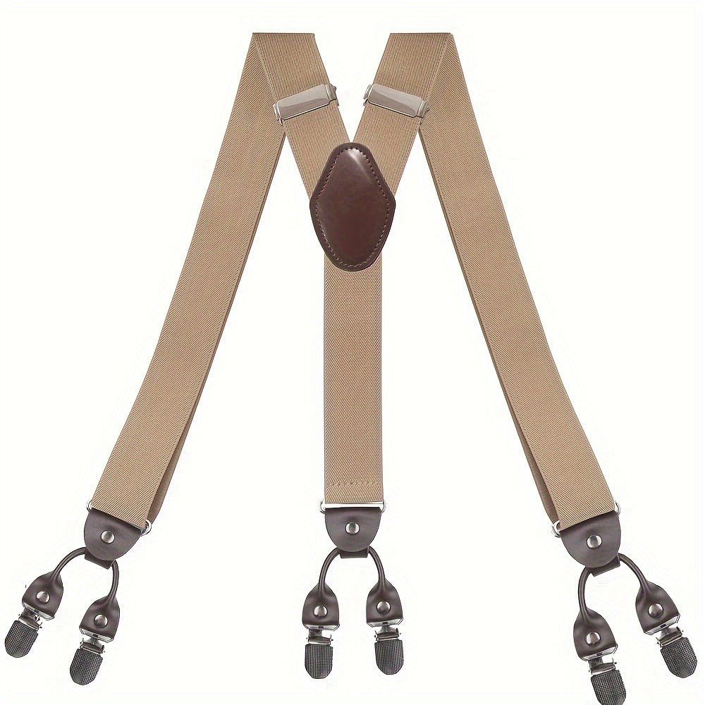 Suspenders & Braces - for Men Y-Back PU Leather Heavy Duty Elastic Brace with 6 Metal Clips - product detail view 20