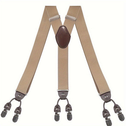 Suspenders & Braces - for Men Y-Back PU Leather Heavy Duty Elastic Brace with 6 Metal Clips - product detail view 20