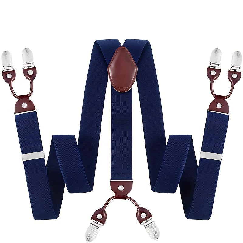 Suspenders & Braces - for Men Y-Back PU Leather Heavy Duty Elastic Brace with 6 Metal Clips - product detail view 22
