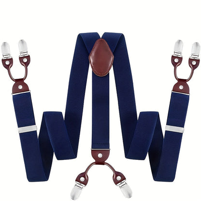Suspenders & Braces - for Men Y-Back PU Leather Heavy Duty Elastic Brace with 6 Metal Clips - product detail view 22