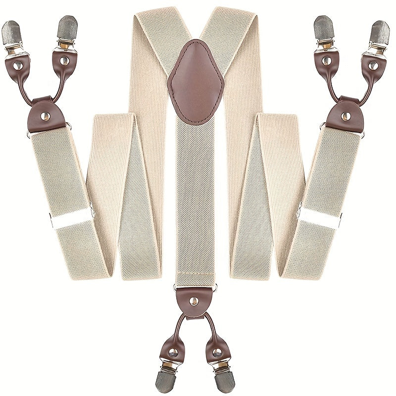 Suspenders & Braces - for Men Y-Back PU Leather Heavy Duty Elastic Brace with 6 Metal Clips - product detail view 23