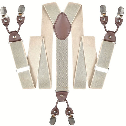 Suspenders & Braces - for Men Y-Back PU Leather Heavy Duty Elastic Brace with 6 Metal Clips - product detail view 23