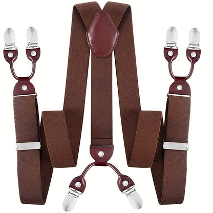 Suspenders & Braces - for Men Y-Back PU Leather Heavy Duty Elastic Brace with 6 Metal Clips - product detail view 26