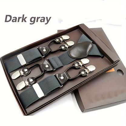 Suspenders & Braces - for Men Y-Back PU Leather Heavy Duty Elastic Brace with 6 Metal Clips - product detail view 27