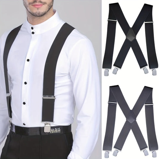 Suspenders - Heavy Duty Men X-Back 4 Clips High Elastic Adjustable Braces Formal Casual - main product view