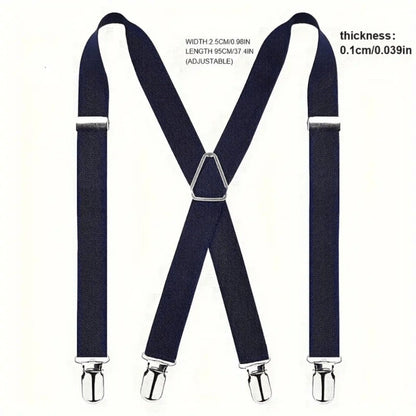 Suspenders - Heavy Duty Men X-Back 4 Clips High Elastic Adjustable Braces Formal Casual - product detail view 6