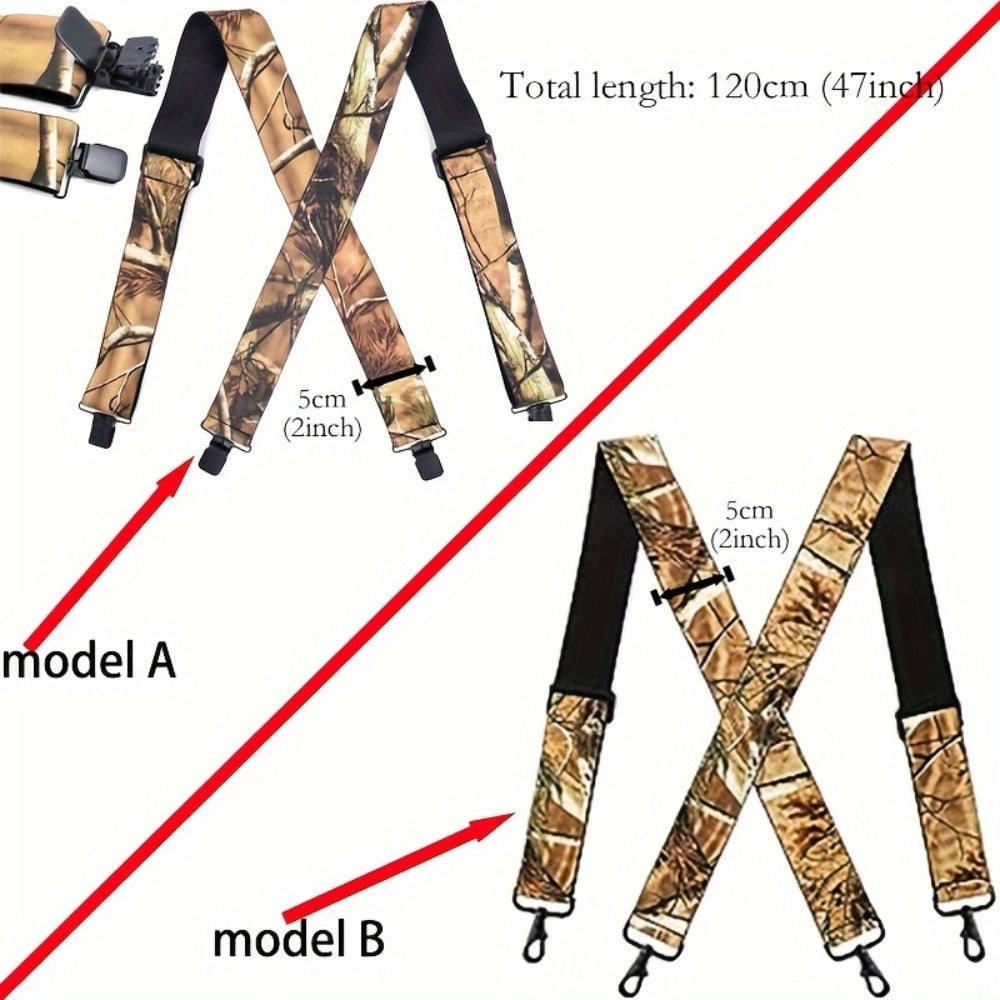 Suspenders - Men's Heavy Duty X-Back Camo Clips Work Hunting Adjustable Elastic Braces - product detail view 2