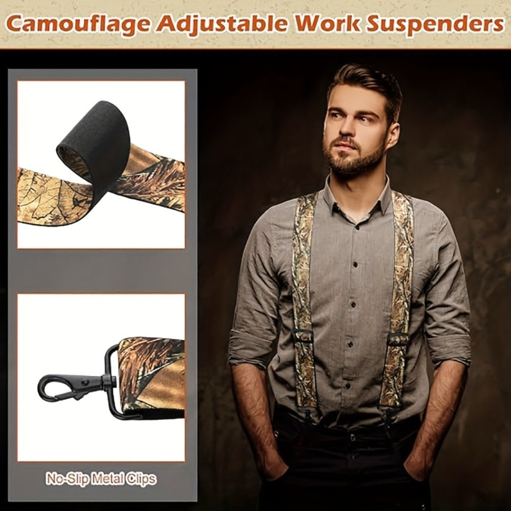 Suspenders - Men's Heavy Duty X-Back Camo Clips Work Hunting Adjustable Elastic Braces - product detail view 4
