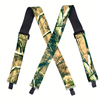 Suspenders - Wide Men 2 Inch Camouflage X-Back 4 Clips Adjustable Elastic Braces Big - main product view