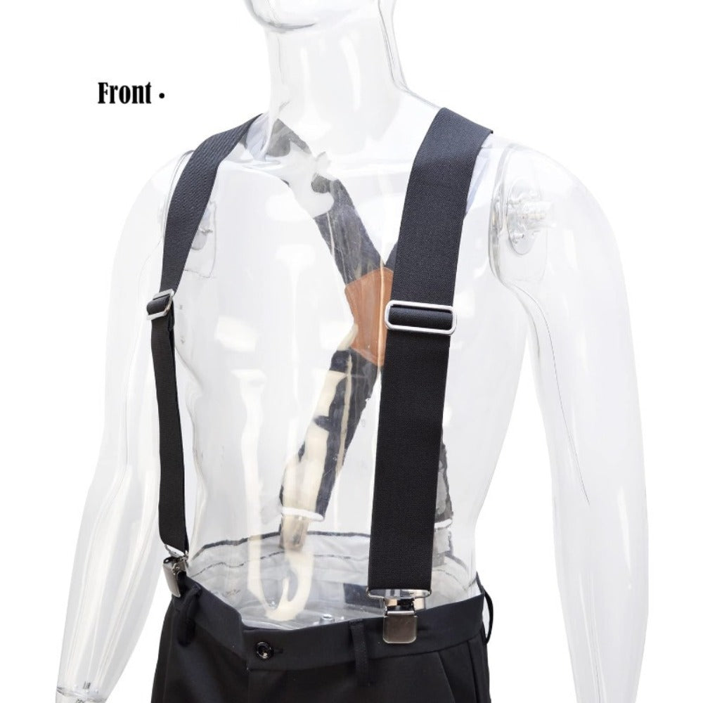 Suspenders - Work Men 2 Inch Elastic Heavy Duty Clips Adjustable Braces Overalls Strap - product detail view 2