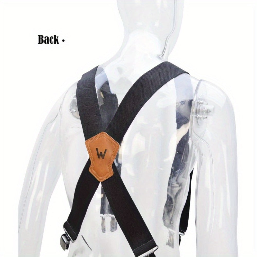 Suspenders - Work Men 2 Inch Elastic Heavy Duty Clips Adjustable Braces Overalls Strap - product detail view 4