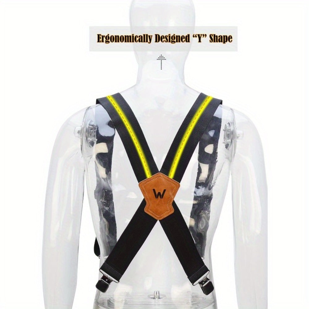 Suspenders - Work Men 2 Inch Elastic Heavy Duty Clips Adjustable Braces Overalls Strap - product detail view 5