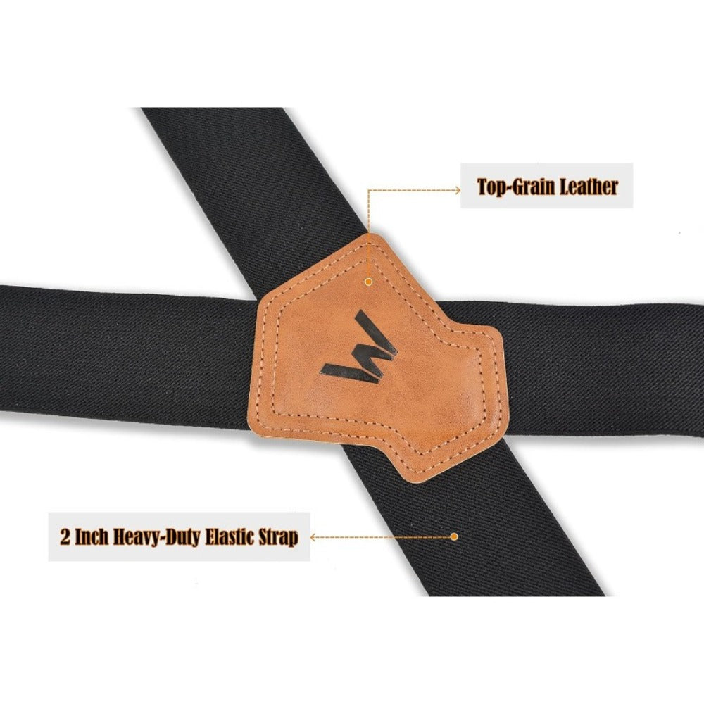 Suspenders - Work Men 2 Inch Elastic Heavy Duty Clips Adjustable Braces Overalls Strap - product detail view 6