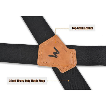 Suspenders - Work Men 2 Inch Elastic Heavy Duty Clips Adjustable Braces Overalls Strap - product detail view 6